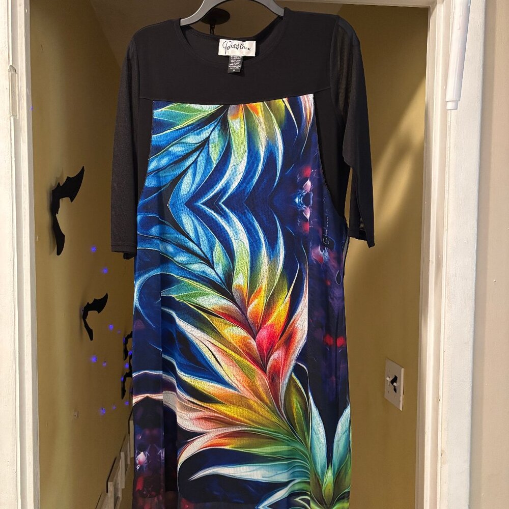 Parisline Layered Colorful Long Sleeve Dress S NWOT
